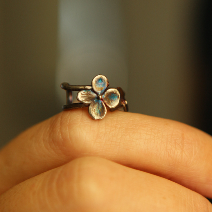 Cuff in silver, Hydrangea, фото 2